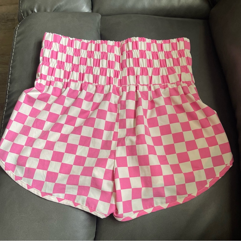 Vanilla Star Pink and White Checkered Athletic Shorts - Picture 2 of 5